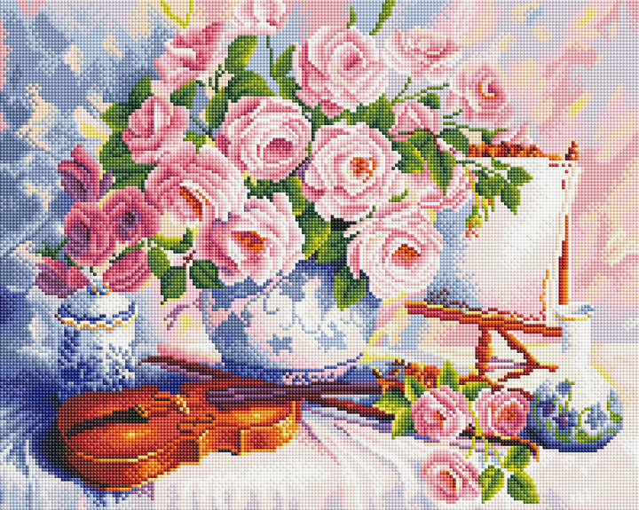 Алмазная вышивка ColorArt Розы и скрипка (CLR-PSP050, На подрамнике)