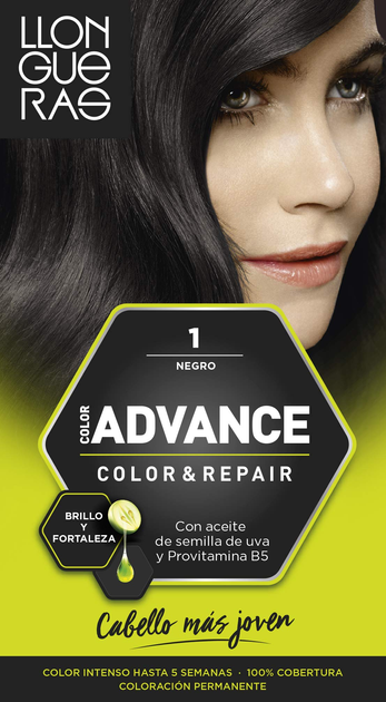 Farba kremowa z utleniaczem do włosów Llongueras Color Advance Hair Colour 1 Natural Black 125 ml (8410825420013) - obraz 1