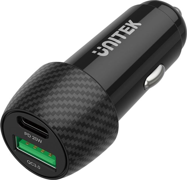Автомобільний зарядний пристрій Unitek 38 Вт USB-A USB-C QC3.0 Black (4894160047830) - зображення 1