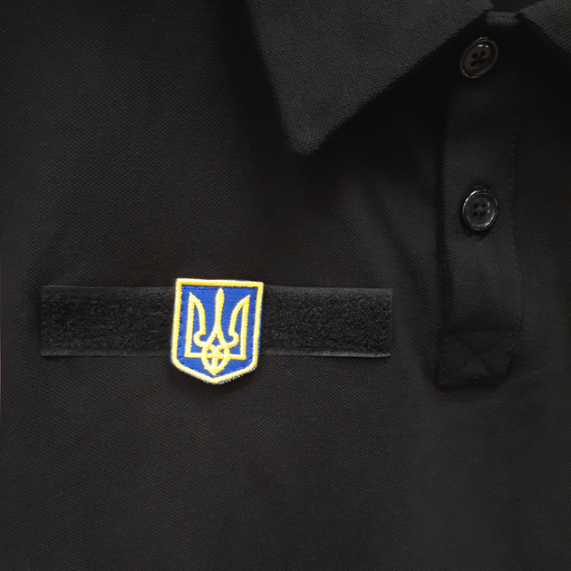 Тризуб Шеврон патч герб України 3*4 см, нашивка з липучкою, шеврон із вишивкою тризуб - зображення 1