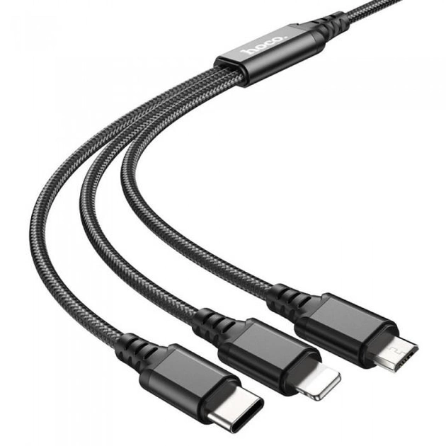 Кабель 3в1 Hoco X76 USB Micro/Lightning/Type-C 2A 1m - изображение 2
