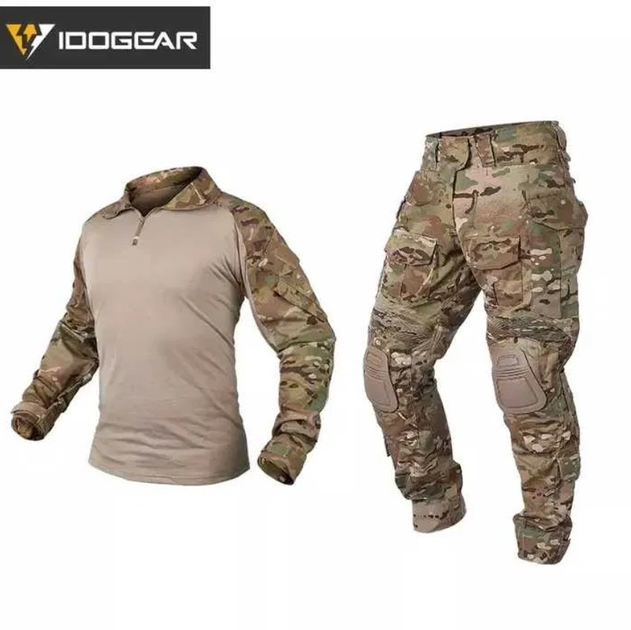 Тактический комплект демисезонный IdoGear G3 штаны ACP + рубашка UBACS + наколенники + налокотники размер S Мультикам - изображение 1