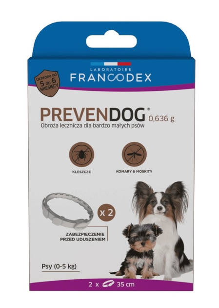 Obroża biobójcza Francodex Prevendog 35 cm dla bardzo małych psów do 5 kg 2 szt (3283021791936) - obraz 1