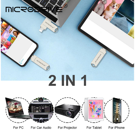 Флешка для айфона и компьютера Microdrive на 128GB USB 3.0 для Iphone флешка для Ipad - изображение 3