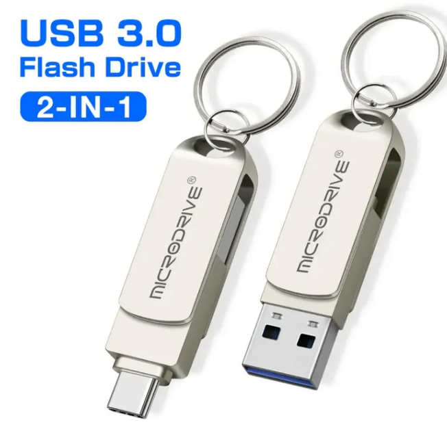 USB Флешка 2в1 MicroDrive 64GB Type-C USB 3.0 для телефона и компьютера ...