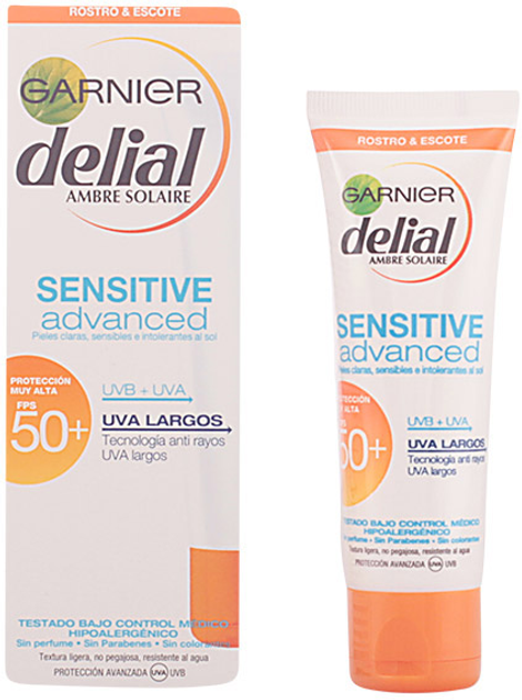 Сонцезахисний крем Garnier Delial Sensitive Advanced Cream SPF50 50 мл (3600541276536) - зображення 1