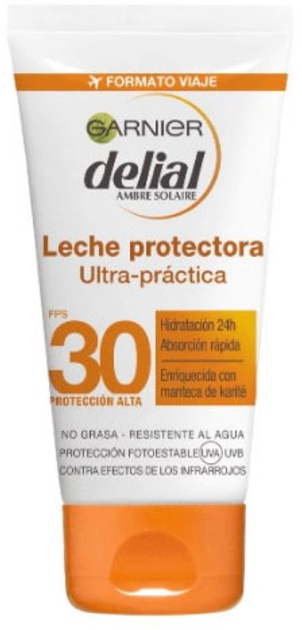 Сонцезахисний лосьйон Garnier Delial Ultra-Practical Protective Milk SPF30 50 мл (3600542126892) - зображення 1