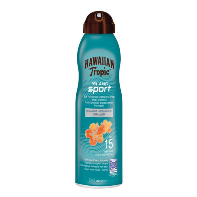 Spray przeciwsoneczny Hawaiian Tropic Island Sport Sun Protection Continuous Spray Ultra Light SPF15 220 ml (5099821002091) - obraz 1