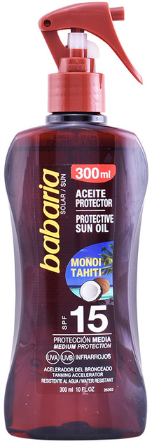Olej do ochrony przeciwsłonecznej Babaria Protective Sun Oil SPF15 With Monoi Tahiti Oil 300 ml (8410412000604) - obraz 1