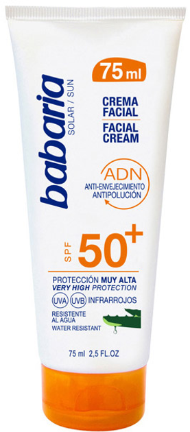 Сонцезахисний крем для обличчя Babaria Facial Cream SPF50 Aloe Vera Water Resistant 75 мл (8410412000697) - зображення 1
