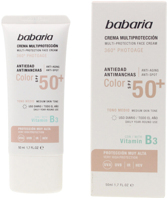 Сонцезахисний крем для обличчя Babaria Solar Multiprotection Anti-SPot Cream Color SPF50 50 мл (8410412490207) - зображення 1