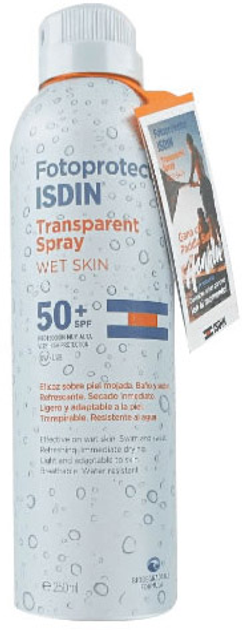Spray przeciwsłoneczny Isdin Fotoprotector Transparent Spray Wet Skin SPF50+ 250 ml (8429420187948) - obraz 1