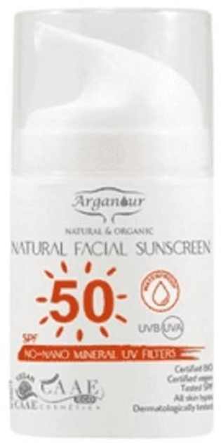 Сонцезахисний крем Arganour Natural & Organic Facial Sunscreen SPF50 50 мл (8435438600416) - зображення 1