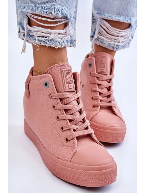 Sneakersy damskie na koturnie Big Star LL274036 36 Różowe (5900714605810) - obraz 4