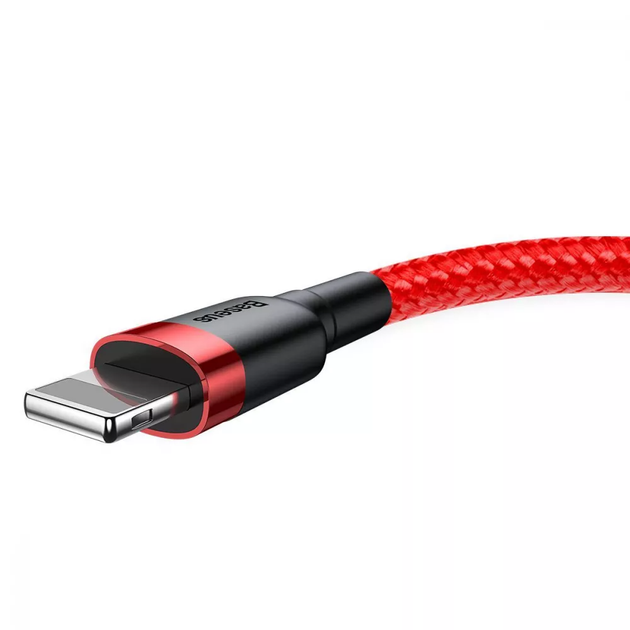 Кабель для синхронизации зарядки Baseus CALKLF-A19 Cafule Lightning USB 2.4A 0.5m red - изображение 4