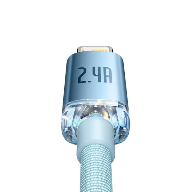 Кабель Baseus CAJY001203 Crystal Shine Series Lightning 2.4A 2m 480 Мбит/с sky blue - изображение 5