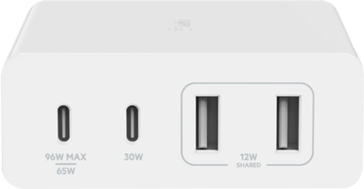 Настільний зарядний пристрій Belkin 108 Вт з 4 портами USB і GaN білий (WCH010VFWH) - зображення 1