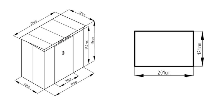 Садовий будинок сарай із навісом для інструментів OREGON 7x4 Light Wood 201x121 cm 004029 - зображення 2
