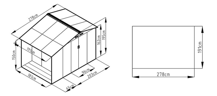 Садовий сарай із навісом для інструментів MADISON 9x6 Walnut 278x191 cm 003999 - зображення 2