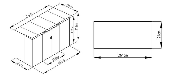 Садовий будинок сарай із навісом для інструментів OREGON 9x4 Light Wood 261x121 cm 004034 - Фото 2 Садовий будинок сарай із навісом для інструментів OREGON 9x4 Light Wood 261x121 cm 004034 - зображення 2