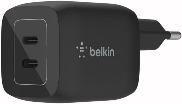 Зарядний пристрій Belkin 45W PD PPS Dual USB-C GaN (WCH011VFWH) - зображення 1