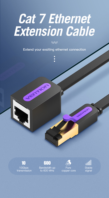 Интернет-удлинитель Vention 1.5м Cat.7 10 Гбит/с FTP 600 МГц RJ45 LAN ...