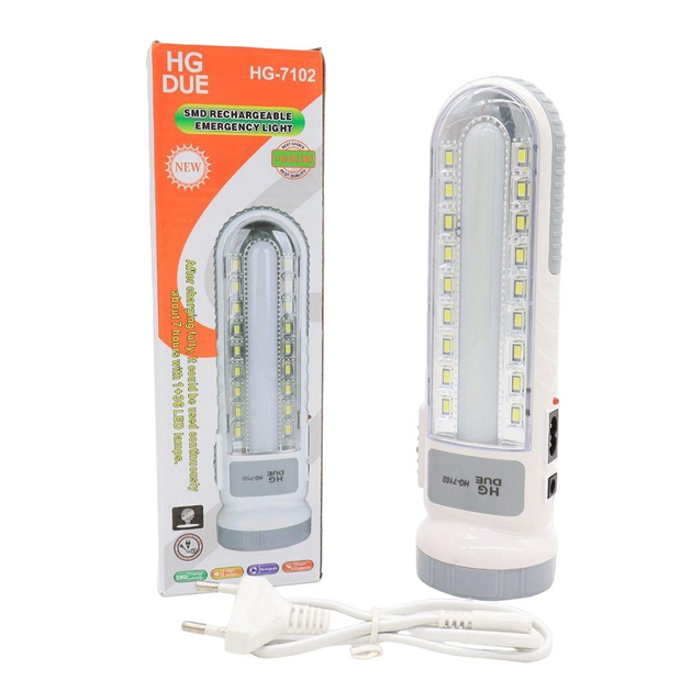 Акумуляторний переносний LED ліхтар HG DUE HG-7102 білий - зображення 1