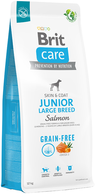 Karma sucha dla psów Brit care dog grain-free junior large salmon 12 kg (8595602558865) - obraz 1