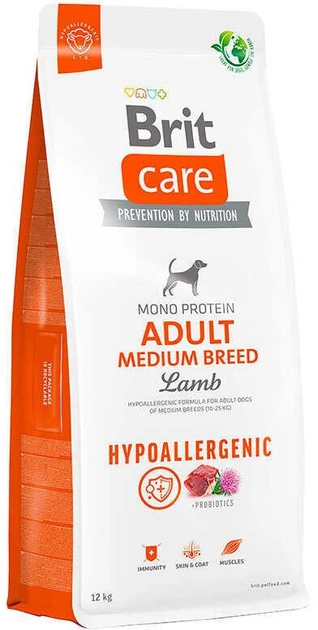 Karma sucha dla psów Brit care dog hypoallergenic adult medium lamb 12 kg (8595602559015) - obraz 1