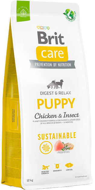 Karma sucha dla szczeniąt Brit care dog sustainable puppy chicken insect 3 kg (8595602558636) - obraz 1