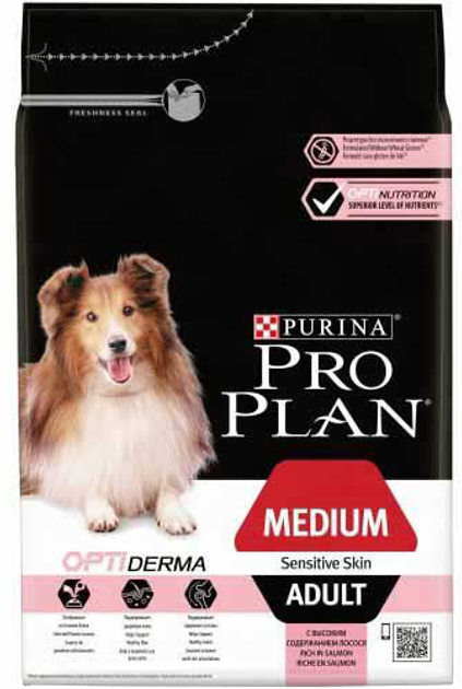 Karma sucha dla psów dorosłych Purina Pro Plan Adult medium sensitive skin z smakiem łosoś 3 kg (7613035114777) - obraz 1