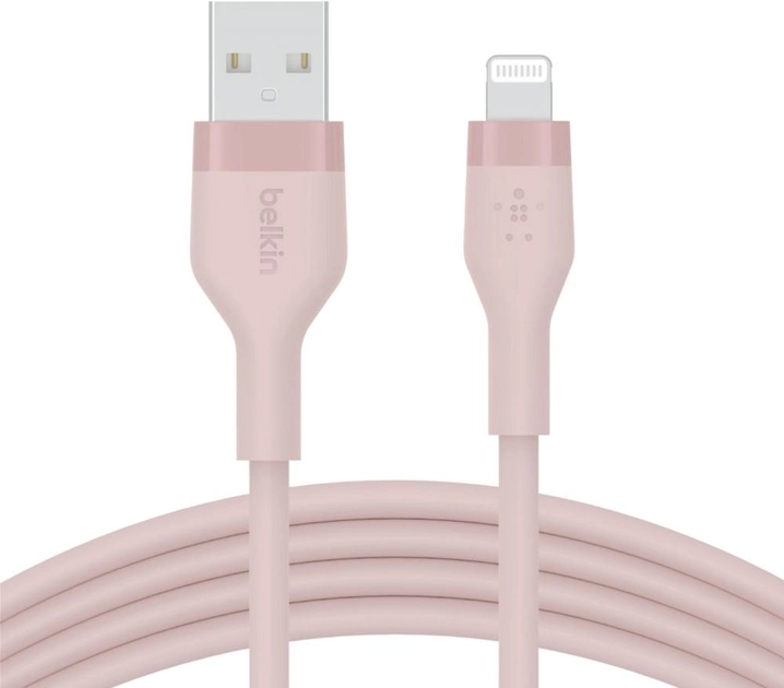 Kabel Belkin USB-A - Lightning Silikonowy 2 m Różowy (CAA008BT2MPK) - obraz 1