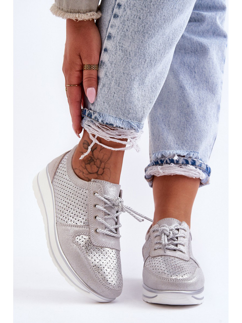 Sneakersy damskie S.Barski AL22246 36 Srebrne (5905677431377) - obraz 3