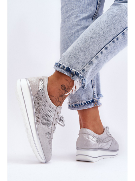 Sneakersy damskie S.Barski AL22246 36 Srebrne (5905677431377) - obraz 7