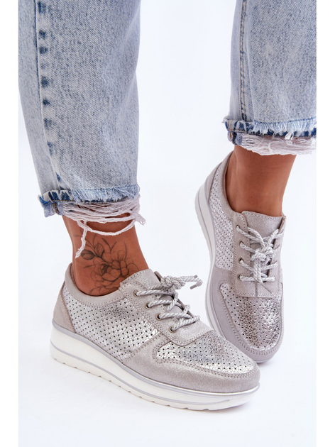 Sneakersy damskie S.Barski AL22246 40 Srebrne (5905677431414) - obraz 4