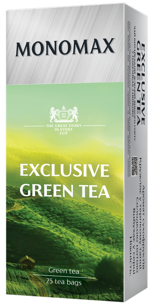 Чай зелёный 1.5г*25, пакет, EXCLUSIVE GREEN TEA, МОNОМАХ - Фото 1 Чай зелёный 1.5г*25, пакет, EXCLUSIVE GREEN TEA, МОNОМАХ - изображение 1