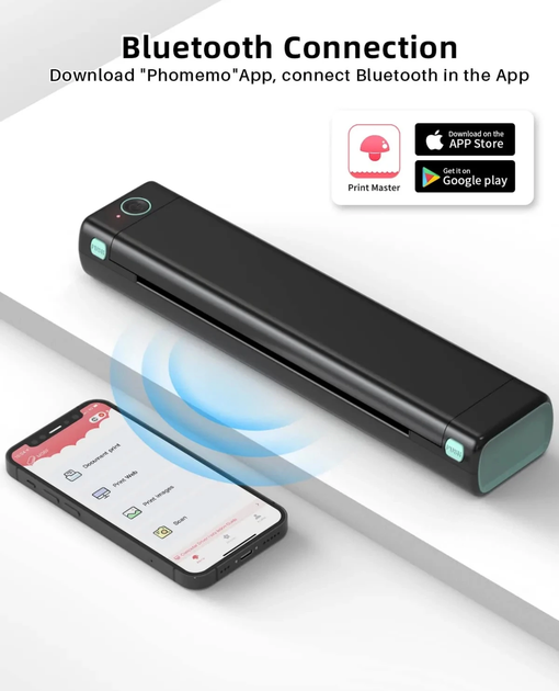 Портативный термопринтер Phomemo M08F для печати на А4