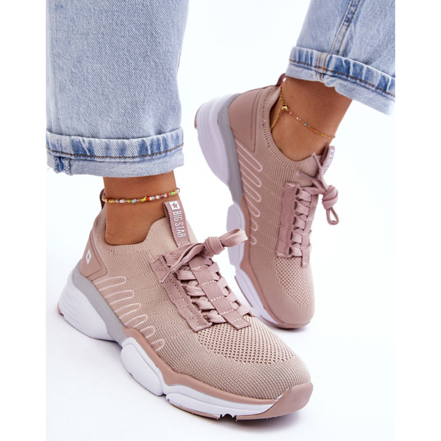 Sneakersy damskie z siatki na platformie do kostki wsuwane Big Star LL274A141 40 Nude (5900714637873) - obraz 1