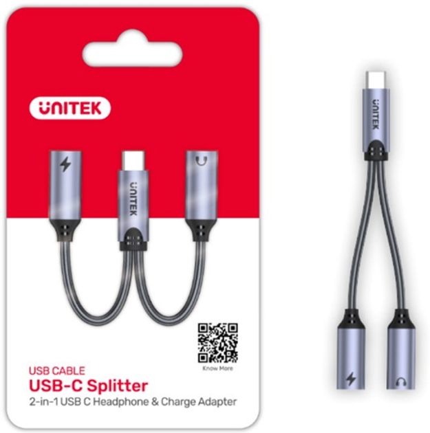 Adapter Unitek USB Typ-C na 2x port USB Typ-C Audio i 18W (M206A) - obraz 5