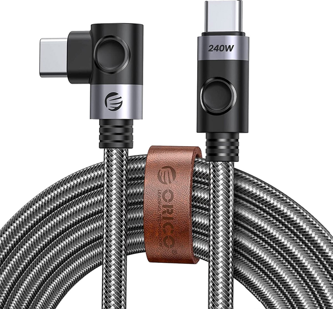 Kabel Orico USB-C 240 W kątowy, 3 m (CW240-30-BK-BP) - obraz 1