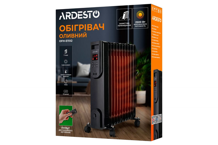 Масляний радіатор Ardesto OFH-E11X2, 11 секцій, 2500 Вт - изображение 3