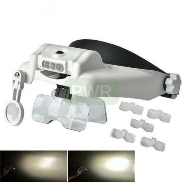 Лупа очки бинокулярные с подсветкой Magnifier MG82000MC с Led Комплект линз 5 шт - изображение 7
