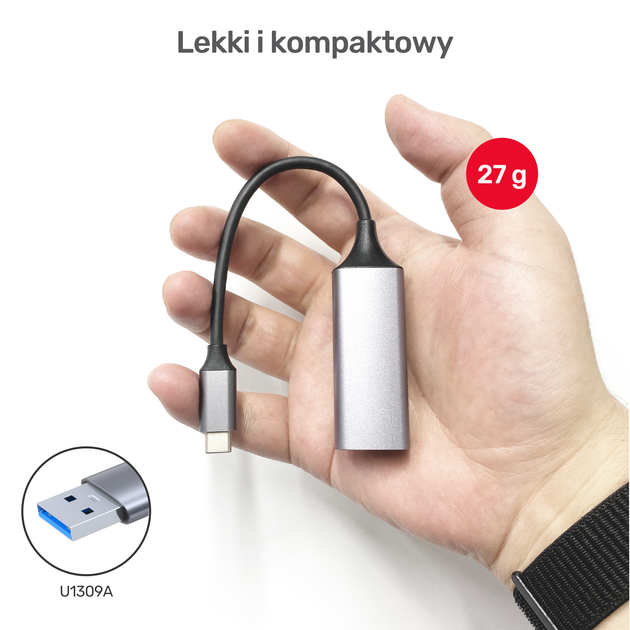 Перехідник Unitek USB-C 3.1 Gen 1 - RJ45 1000 Mbps (4894160042774) - зображення 4