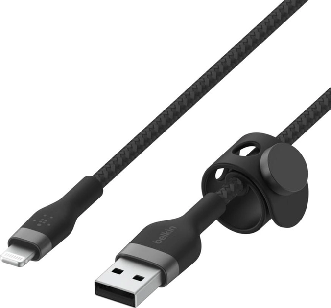 Kabel Belkin USB-A do LTG w oplocie silikonowym 3 m czarny (CAA010BT3MBK) - obraz 1