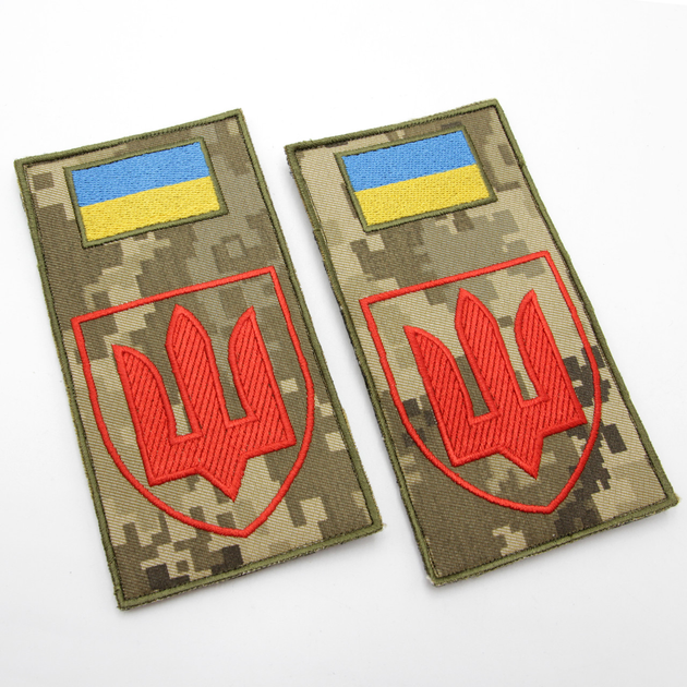 Заглушка шеврон ПВО, нашивка-патч флаг пиксель, красный Тризуб ЗСУ, шеврон-заглушка вышитый - изображение 2