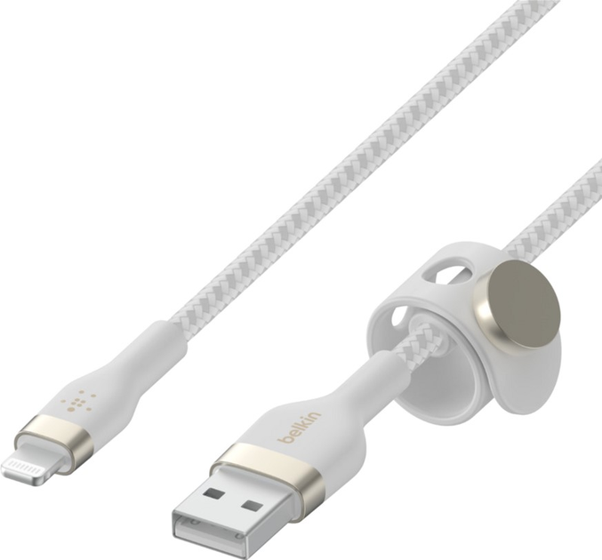 Кабель Belkin USB-A to LTG Braided Silicone 3 м White (CAA010BT3MWH) - зображення 1
