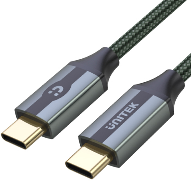 Kabel Unitek USB-C na USB-C 10Gbps 4K 60Hz 20V/5A oplot (C14079GN) - obraz 1