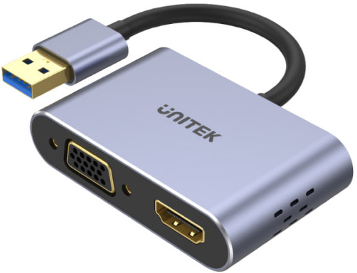 Адаптер Unitek USB на HDMI і VGA Grey (4894160047885) - зображення 1