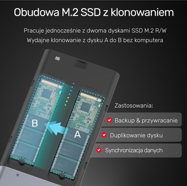 Stacja dokująca Unitek 2x M.2 PCIe/NVMe 20 Gb/s (4894160045829) - obraz 4