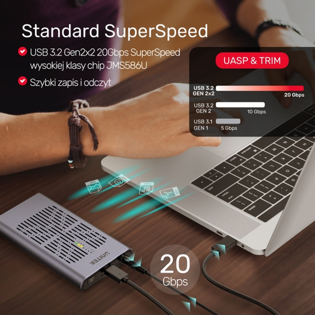 Stacja dokująca Unitek 2x M.2 PCIe/NVMe 20 Gb/s (4894160045829) - obraz 6